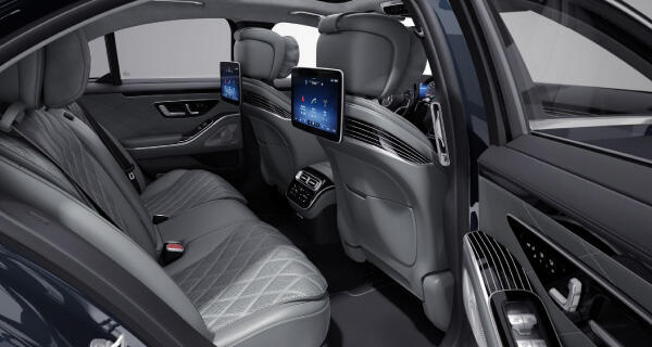 Experience luxury in our chauffeured-driven Mercedes-Benz S-Class – an immaculate space where cleanliness meets elegance.